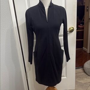 Athleta Black Long Sleeve Sheath Dress Mock Neck